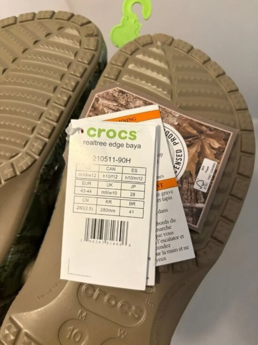 Camo Crocs Real Tree Edge Baya APX men’s shoes size 9 and 10 210511-90H slip on